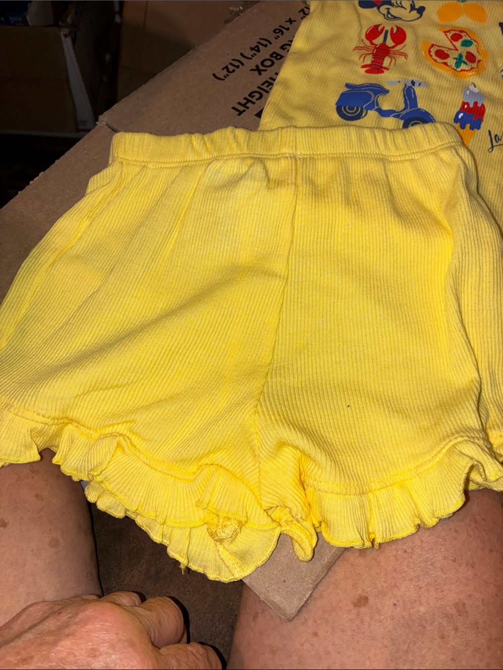 Disney Yellow Minnie Mouse Ribbed Ruffle Tank & Shorts Set - Picture 3 of 5
